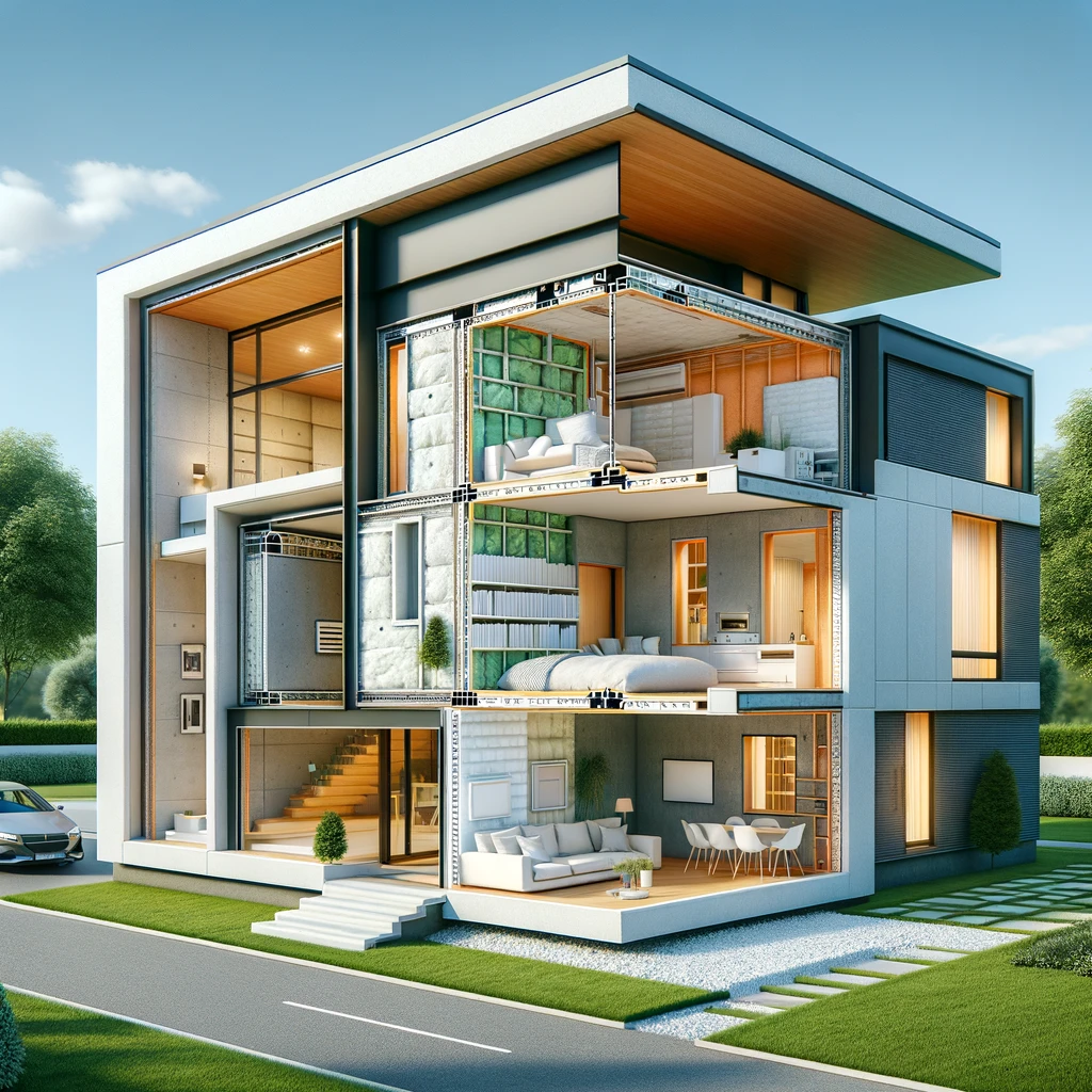 Casa con productos de aislamiento térmico